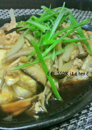 挽肉とたっぷりキノコの揚げ出し豆腐-レシピのメイン写真