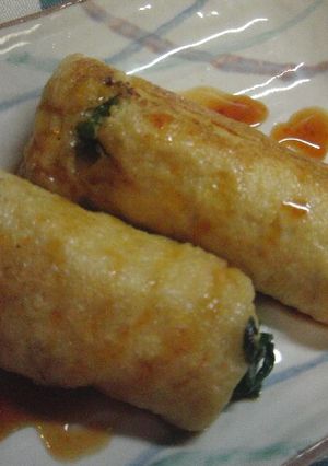 ♡油揚げ焼きのコチュジャン青ジソだれ♡　-レシピのメイン写真