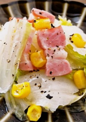 白菜とベーコンとコーンの塩バター蒸し-レシピのメイン写真