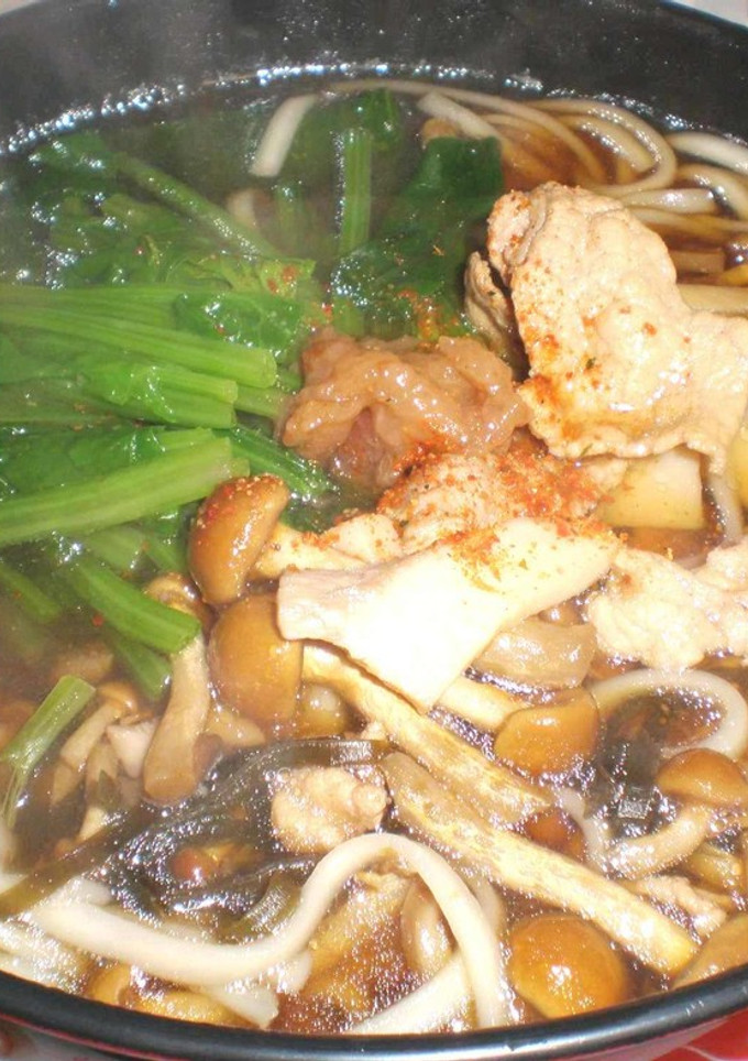 きのこたっぷり 豚梅うどん-レシピのメイン写真