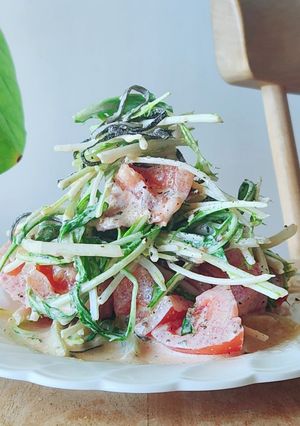 クリチ&水菜トマト塩昆布和え☆今夜の夕食-レシピのメイン写真