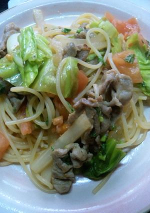 パパシェフ直伝☆彩きれい豚と野菜パスタ♪-レシピのメイン写真