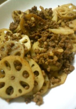 蓮根とひき肉のカレー風味炒め-レシピのメイン写真