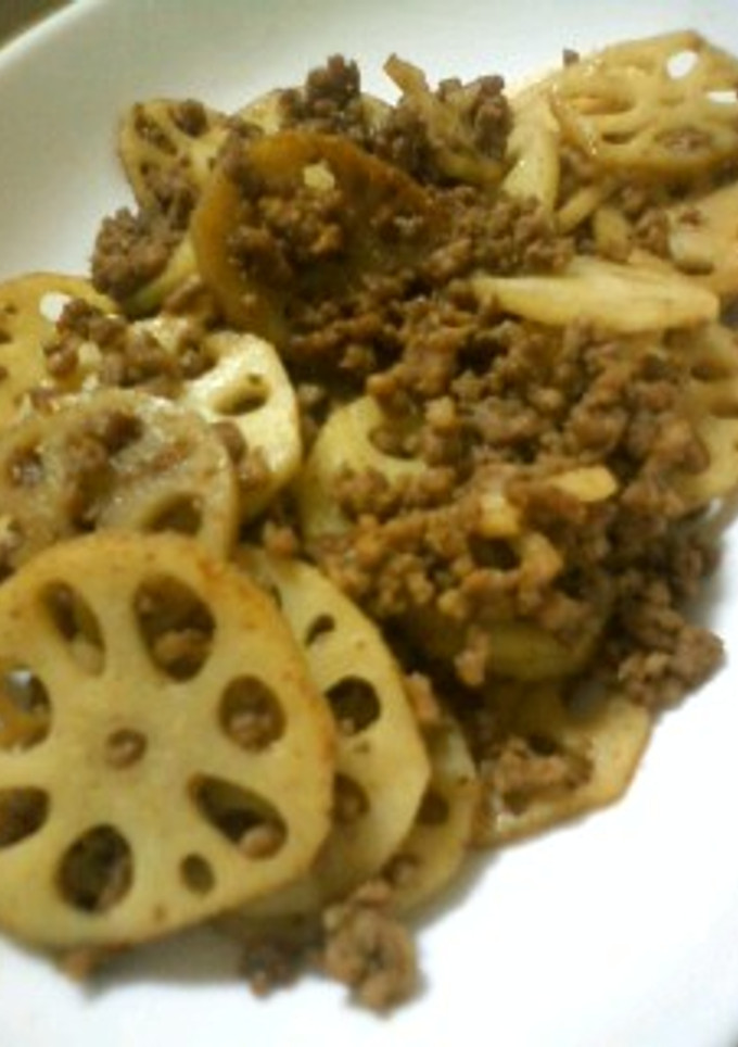 蓮根とひき肉のカレー風味炒め-レシピのメイン写真