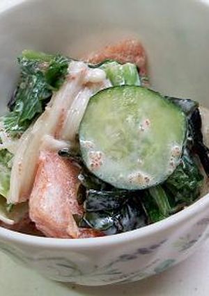 野菜・きのこ・わかめの　明太マヨサラダ-レシピのメイン写真
