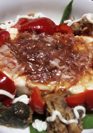 お豆腐＆鯖缶、エンドウに鰹節、ゴマドレで-レシピのメイン写真