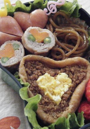 バレンタインハート弁当-レシピのメイン写真