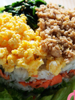 ケーキみたいな三色丼プラス1-レシピのメイン写真