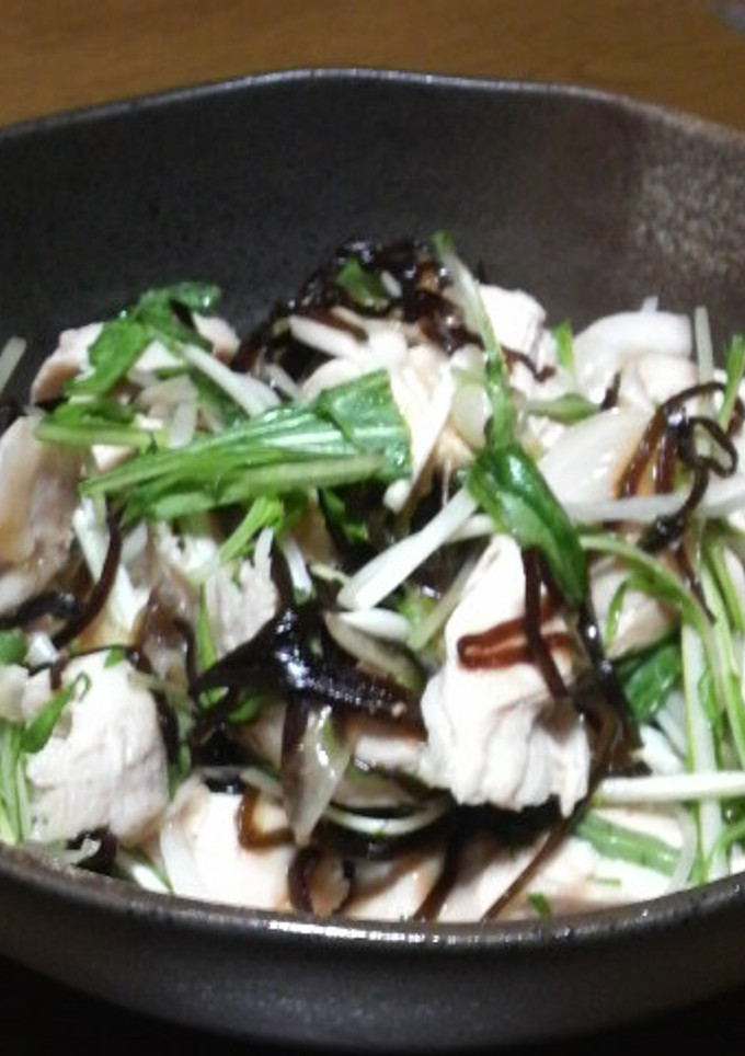 ササミと水菜と新玉ねぎの塩昆布和え-レシピのメイン写真