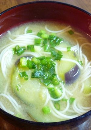 茄子そうめんお味噌汁(o^-^o)-レシピのメイン写真