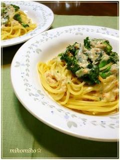 鮭フレークと菜の花の✿豆乳クリームパスタ-レシピのメイン写真