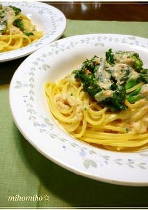 鮭フレークと菜の花の✿豆乳クリームパスタ-レシピのメイン写真