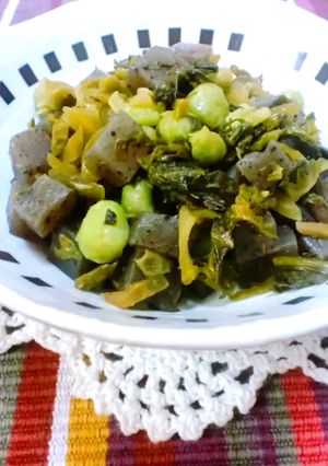 ヘルシ～❤こんにゃくと塩豆の高菜炒め-レシピのメイン写真