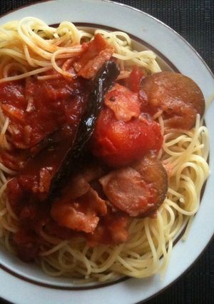 ナスとトマトのパスタ-レシピのメイン写真