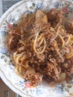 ひき肉と玉ねぎのトマトソーススパゲッティ-レシピのメイン写真