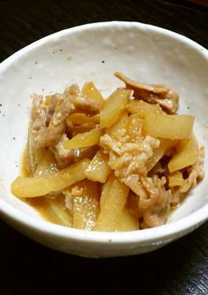 ルクエdeエコ料理！大根皮と豚肉のみそ煮-レシピのメイン写真