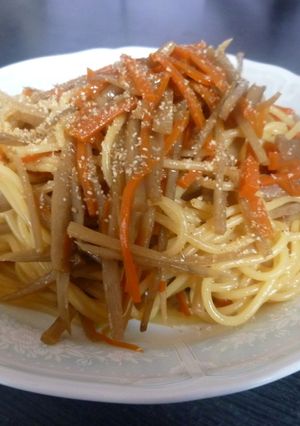きんぴらごぼうの残り物パスタ☆-レシピのメイン写真