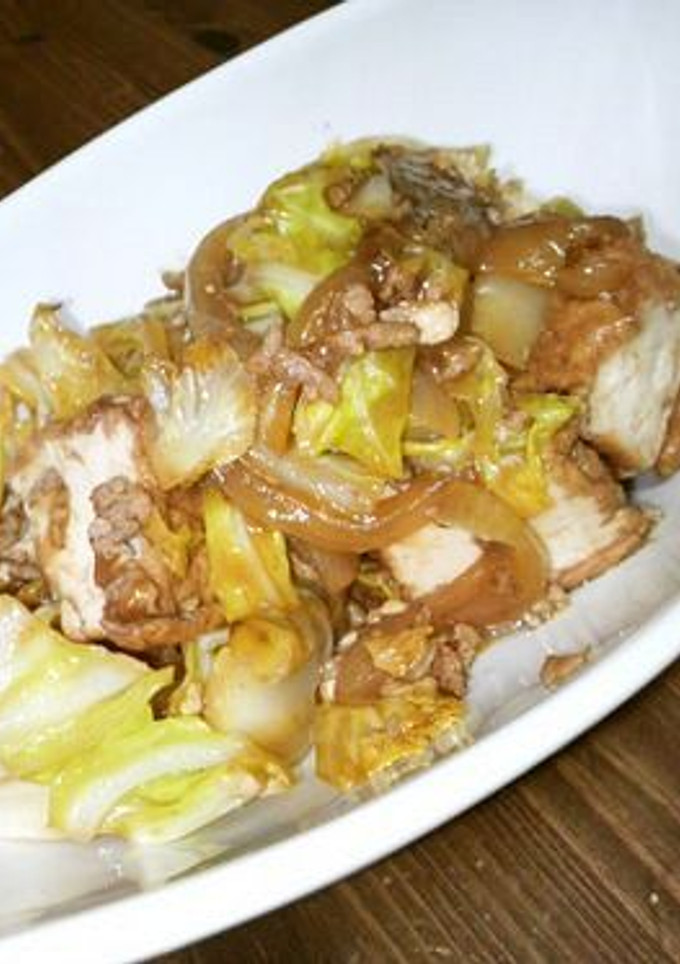 回鍋肉風♪厚揚げとキャベツの味噌炒め-レシピのメイン写真