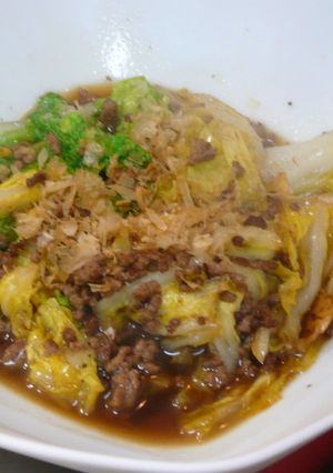 白菜と牛ひき肉の炒め物（和風だし仕立て）-レシピのメイン写真