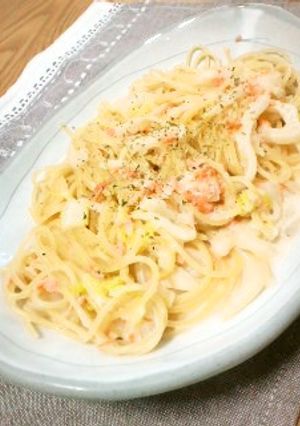 白菜と鮭のクリームパスタ-レシピのメイン写真