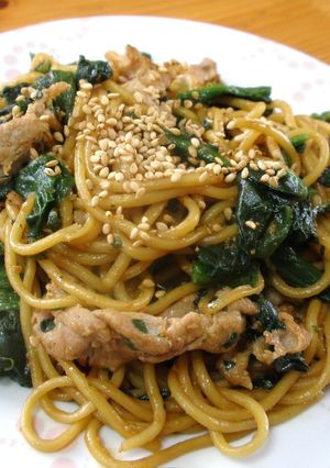 みそ醤油ダレのほうれんそう焼きそば-レシピのメイン写真
