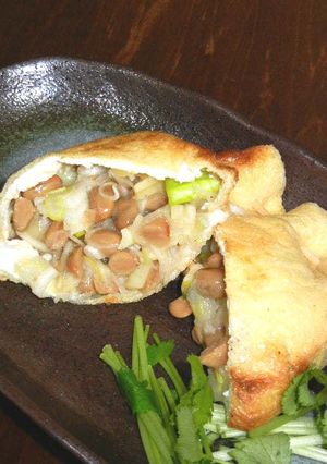 ネギ＆納豆＆チーズ入り・薄揚げ焼き-レシピのメイン写真