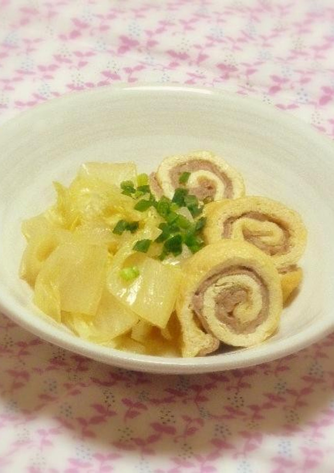 肉巻き油揚げと白菜の煮物-レシピのメイン写真