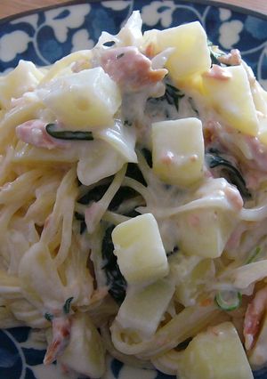 簡単☆鮭フレーク＆ポテト＆ポパイのパスタ-レシピのメイン写真