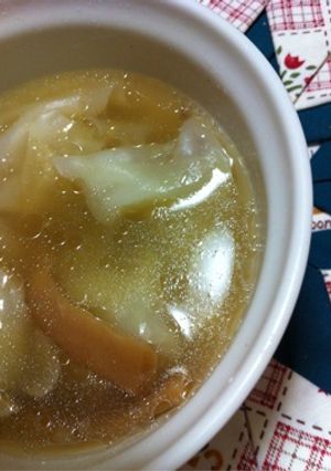 簡単時短レンジ美味しいワンタン1人前夜食-レシピのメイン写真