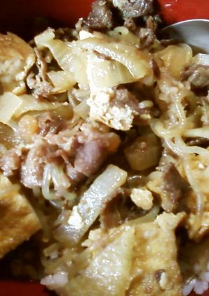 牛すき丼★厚揚げでかさまし（昆布つゆ）-レシピのメイン写真