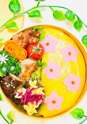 簡単キャラ弁☆お花オムライス弁当-レシピのメイン写真