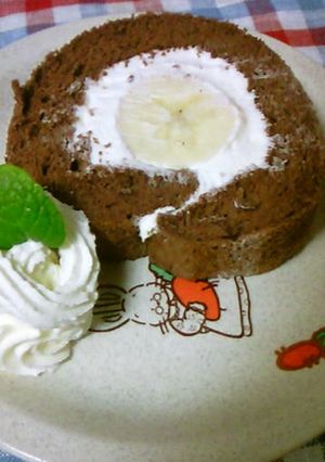 米粉ホワイトチョコバナナロールケーキ-レシピのメイン写真