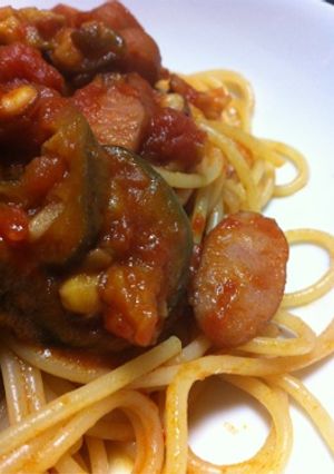 茄子とウインナーのトマトパスタ-レシピのメイン写真