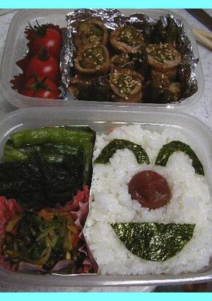 夏の傷み防止キャラ弁★真っ赤な梅干鼻弁当-レシピのメイン写真