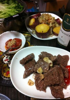 厚切り牛肉ステーキ　韓国焼肉風-レシピのメイン写真