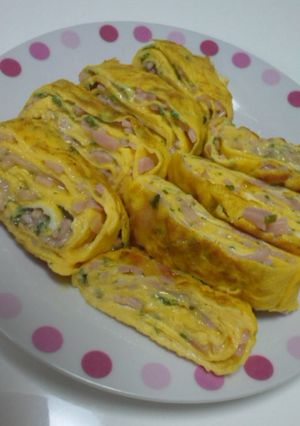 お弁当にハム&チーズの彩りたまご焼き♡-レシピのメイン写真