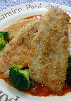 鯵のパン粉焼き♪プッタネスカソース-レシピのメイン写真