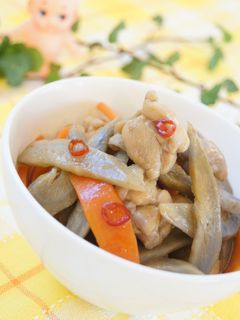 鶏ごぼうのピリ辛炒め煮-レシピのメイン写真