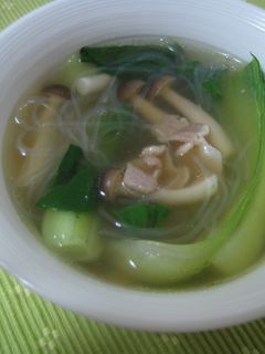 青梗菜のつるつる春雨スープ-レシピのメイン写真