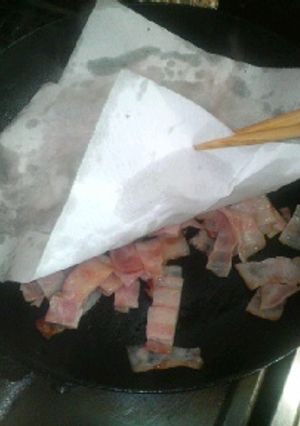 ▲油はねのフライパンでカリカリベーコン！-レシピのメイン写真