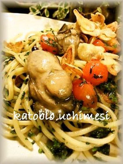 牡蠣と春菊のパスタ-レシピのメイン写真