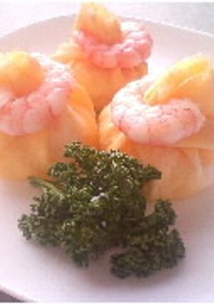 エビで留めて☆ちらし寿司の巾着包み-レシピのメイン写真