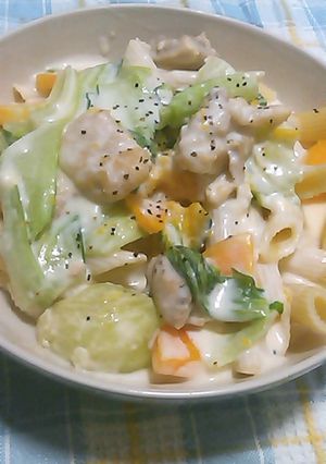 鶏肉とかぼちゃ・青梗菜でクリームシチュー-レシピのメイン写真
