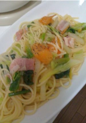 ベーコンと白菜のパスタ！手抜きランチに！-レシピのメイン写真