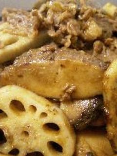 蓮根と椎茸、牛肉のカレー炒め-レシピのメイン写真
