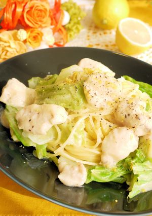 キャベツと鳥胸肉のレモンクリームパスタ-レシピのメイン写真