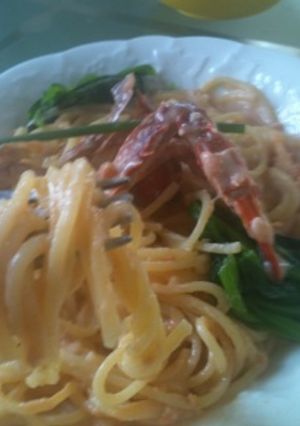 渡り蟹と鮭フレークのクリームパスタ♪-レシピのメイン写真