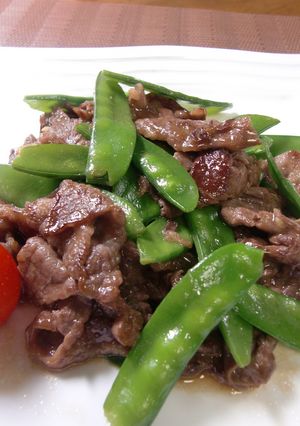 絹さやと牛肉の炒め物-レシピのメイン写真