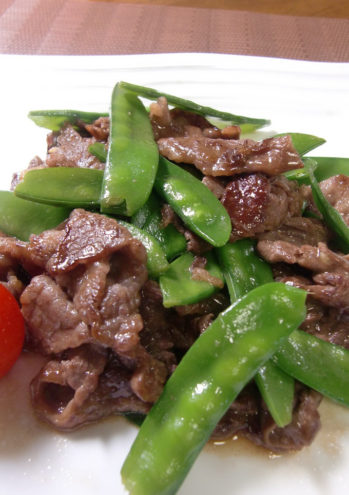 絹さやと牛肉の炒め物-レシピのメイン写真