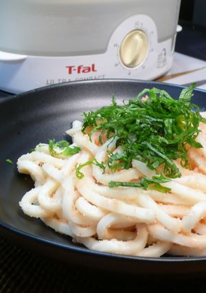 スチームクッカーでめんたいこうどん-レシピのメイン写真